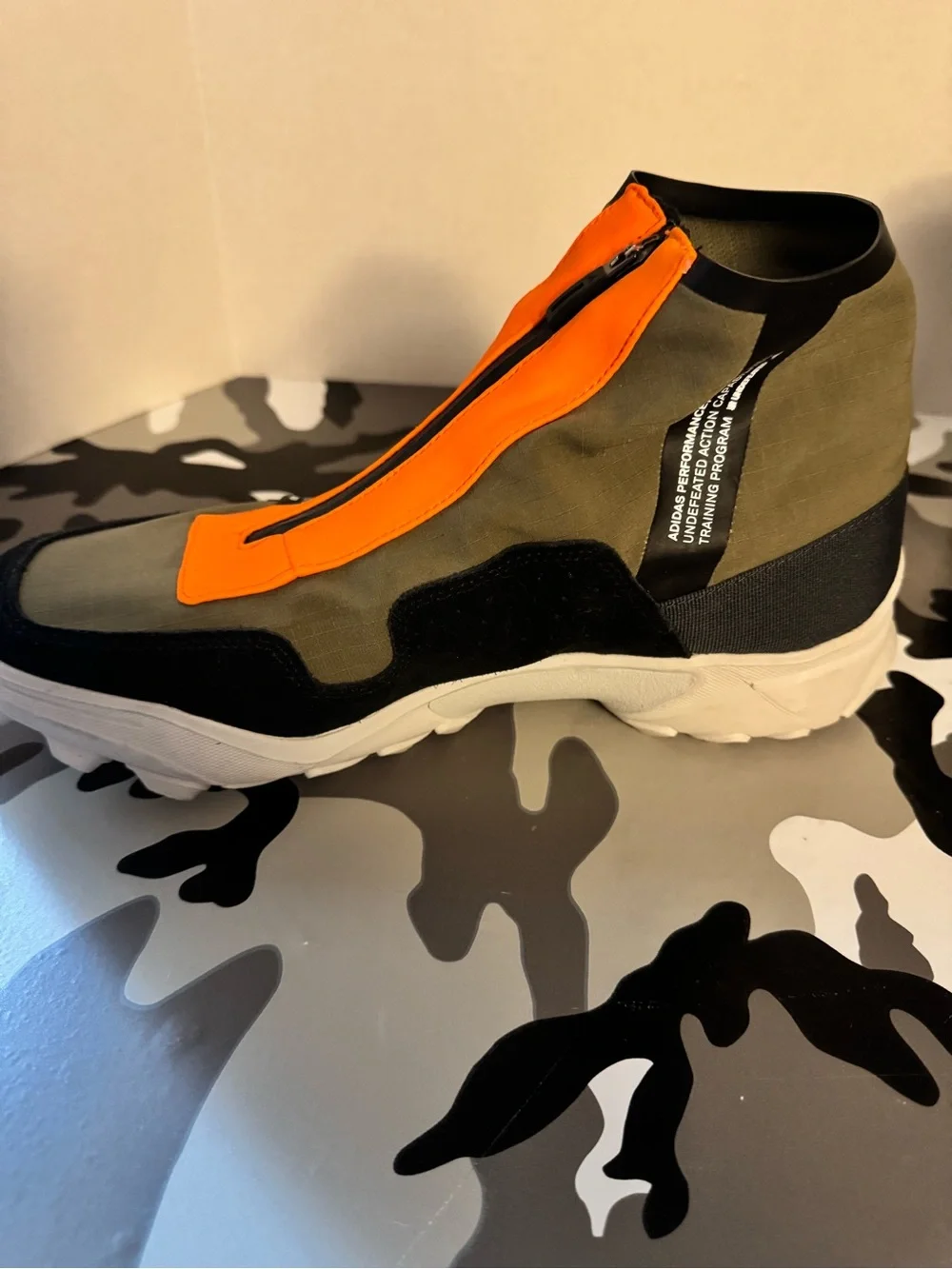 adidas Men's Trail Shoes in Olive Green with Orange Accents legit